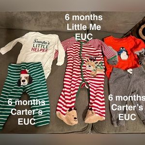 6 months baby Christmas clothes lot matching sets and pajamas